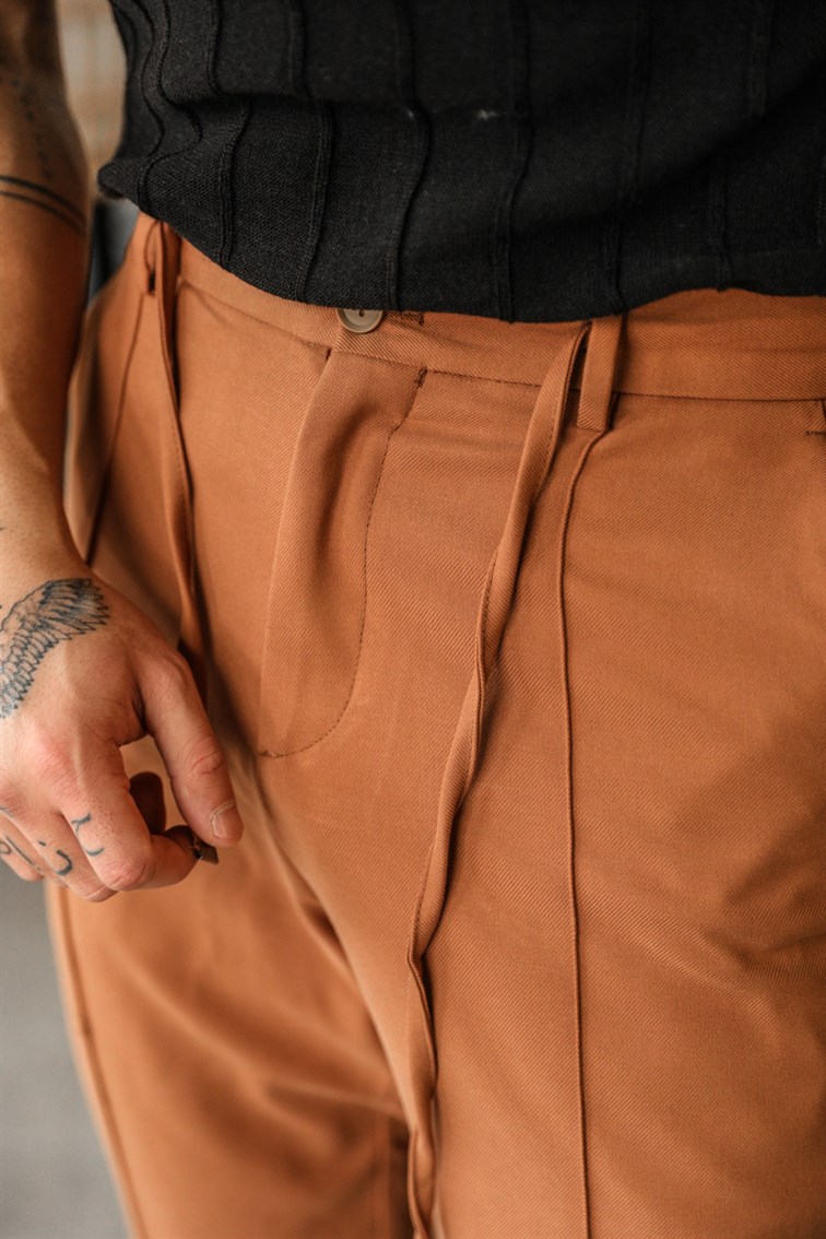 Çizgi Detay Bel Bağlamalı Pantolon